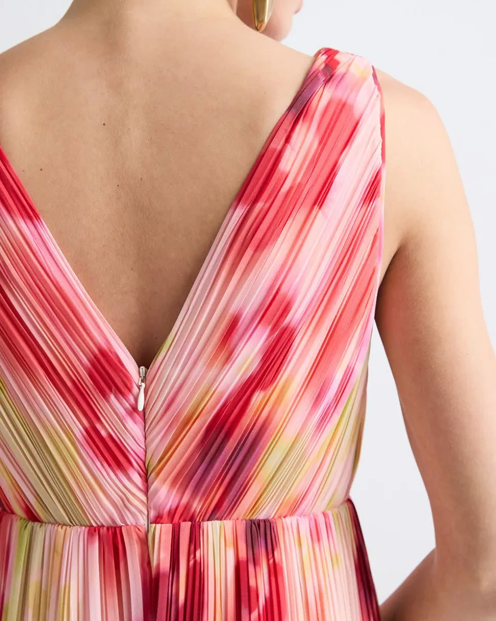Sleeveless Pleated Chiffon Maxi Dress