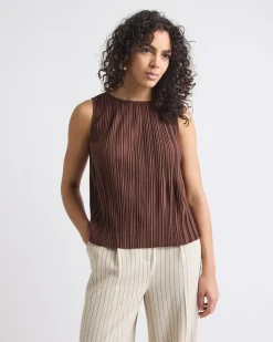 Sleeveless Pleated Top