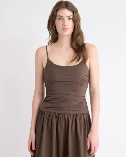 Sleeveless Round-Neck Mix-Media Midi Dress