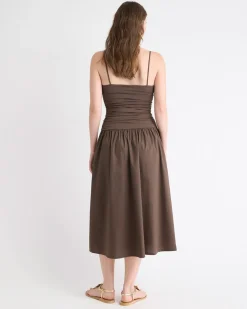 Sleeveless Round-Neck Mix-Media Midi Dress