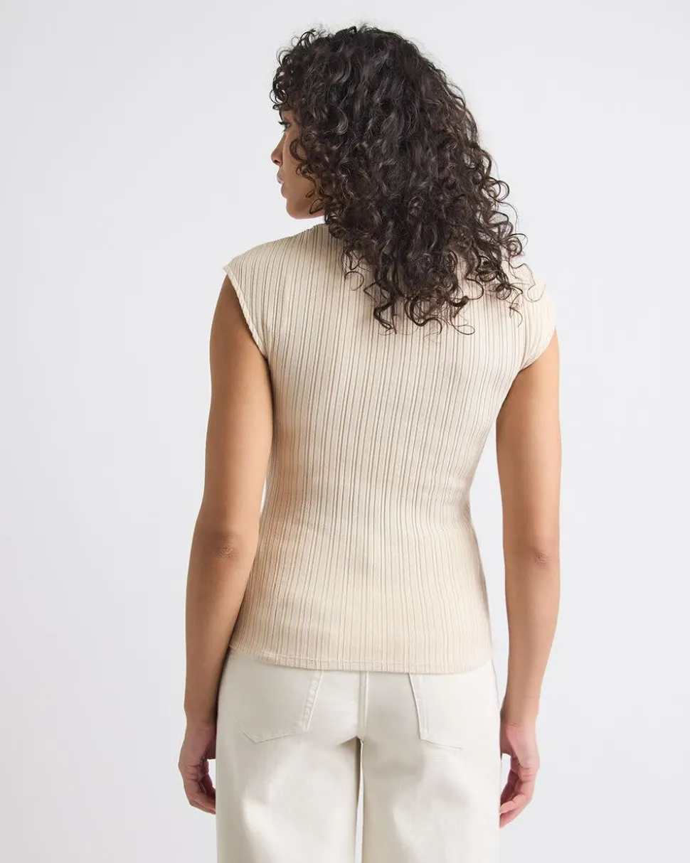Sleeveless Scoop-Neck Top with Metal Ring