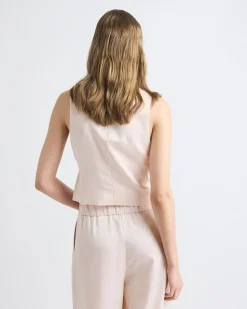 Sleeveless Short Satin Vest