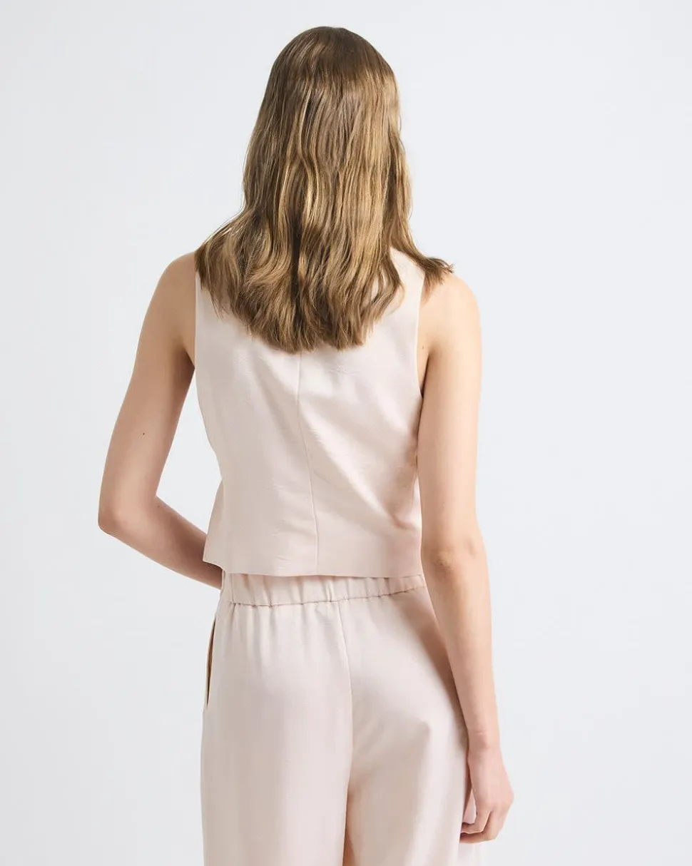 Sleeveless Short Satin Vest