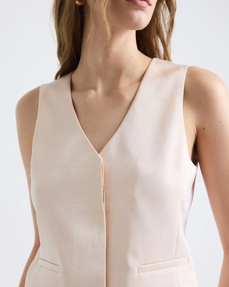 Sleeveless Short Satin Vest