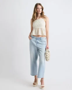 Sleeveless Square-Neck Crochet Top