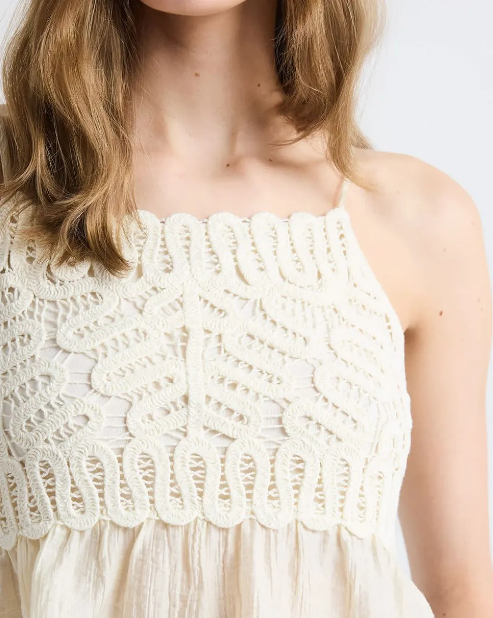 Sleeveless Square-Neck Crochet Top