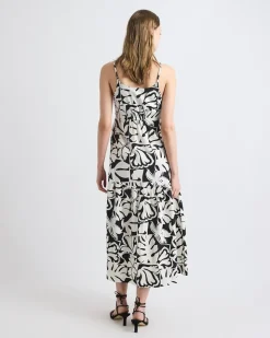 Sleeveless Square-Neck Linen-Blend Straight Maxi Dress
