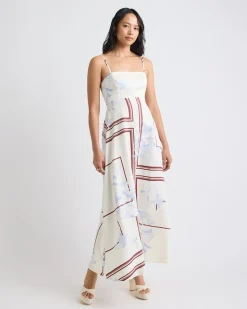 Sleeveless Square-Neck Linen-Blend Midi Dress