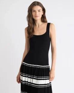 Sleeveless Square-Neck Midi Dress