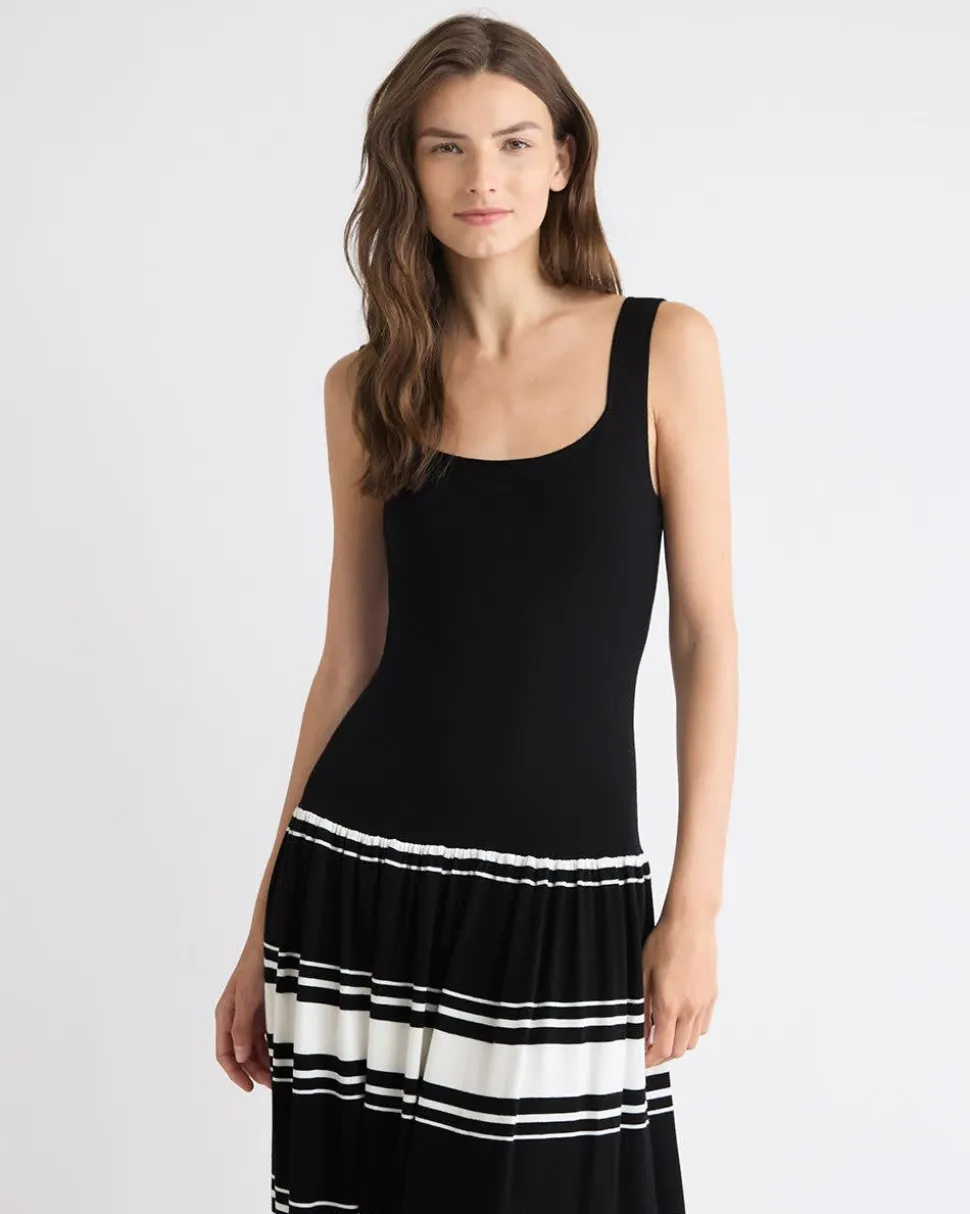 Sleeveless Square-Neck Midi Dress