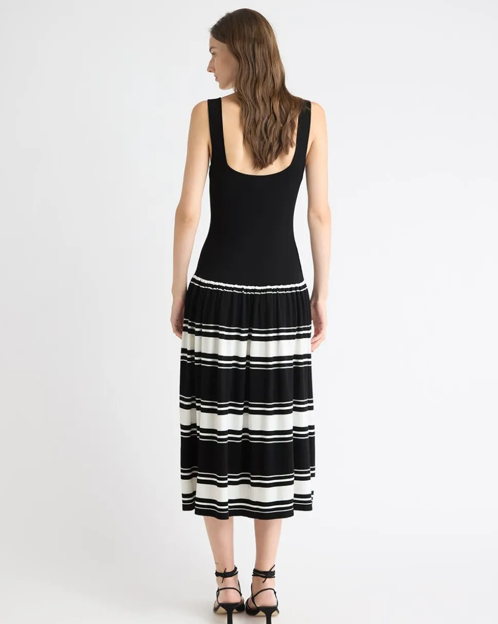 Sleeveless Square-Neck Midi Dress