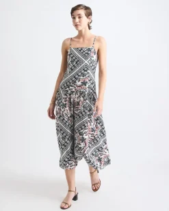 Sleeveless Square-Neck Midi Dress with Drop Waist