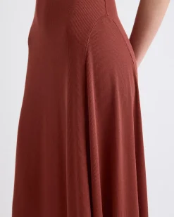 Sleeveless Square-Neck Ribbed Midi Dress