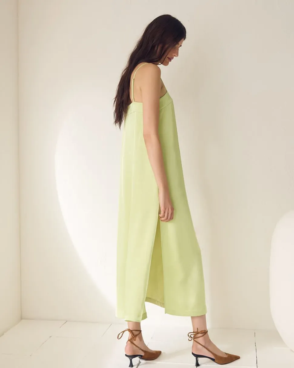Sleeveless Square-Neck Straight Midi Dress