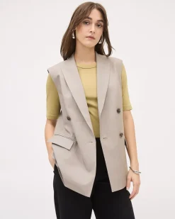 Sleeveless Taupe Long Vest