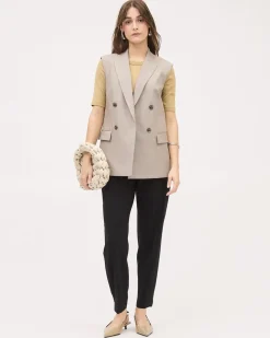 Sleeveless Taupe Long Vest