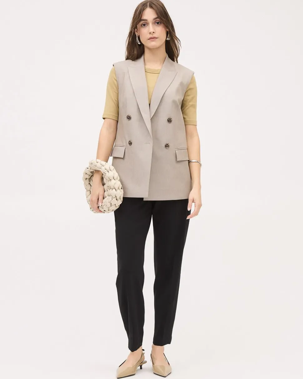 Sleeveless Taupe Long Vest