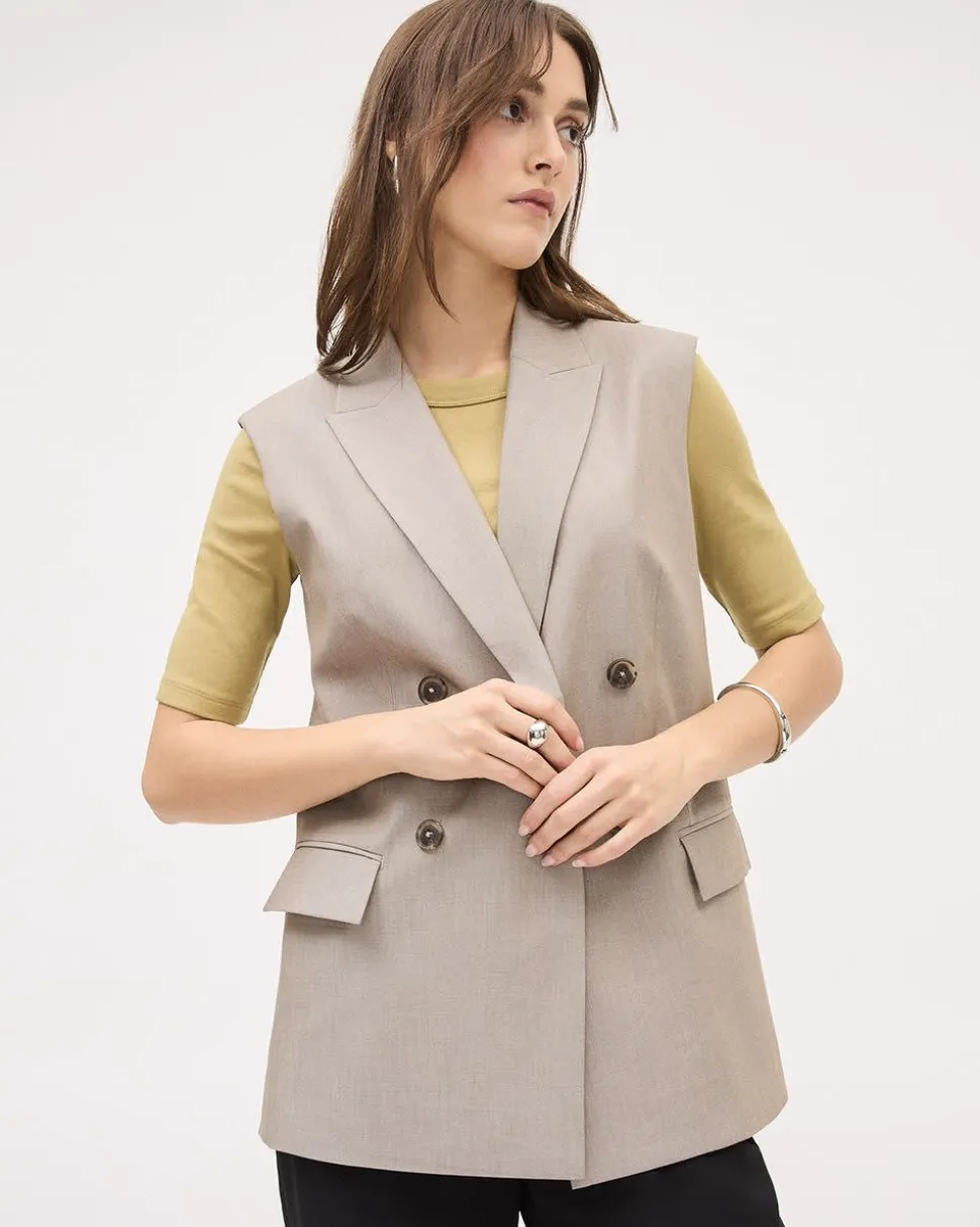 Sleeveless Taupe Long Vest