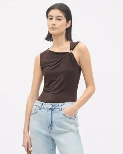 Sleeveless Top with Asymmetrical Neckline
