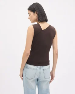 Sleeveless Top with Asymmetrical Neckline