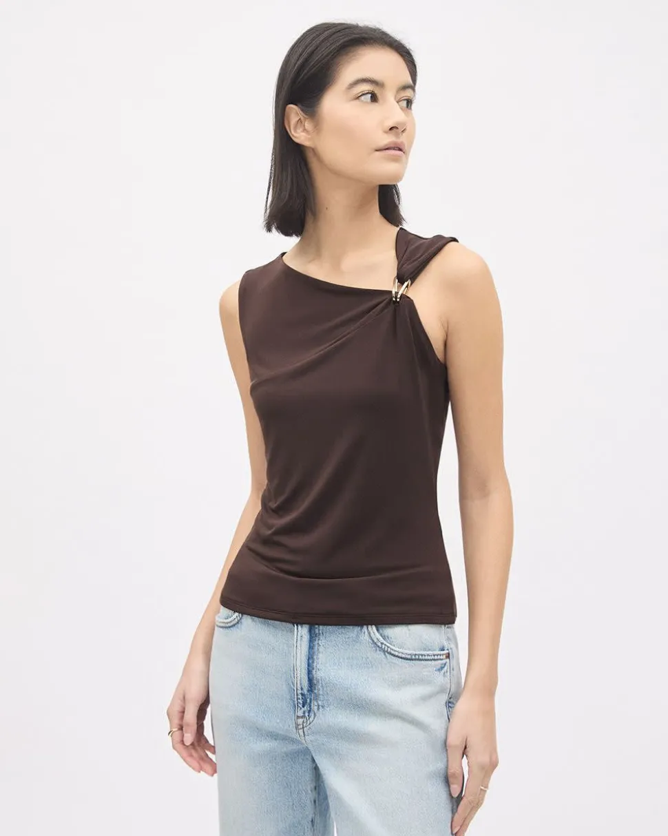 Sleeveless Top with Asymmetrical Neckline