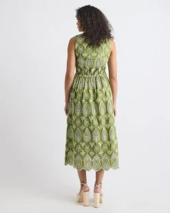 Sleeveless V-Neck Maxi Dress with Eyelets