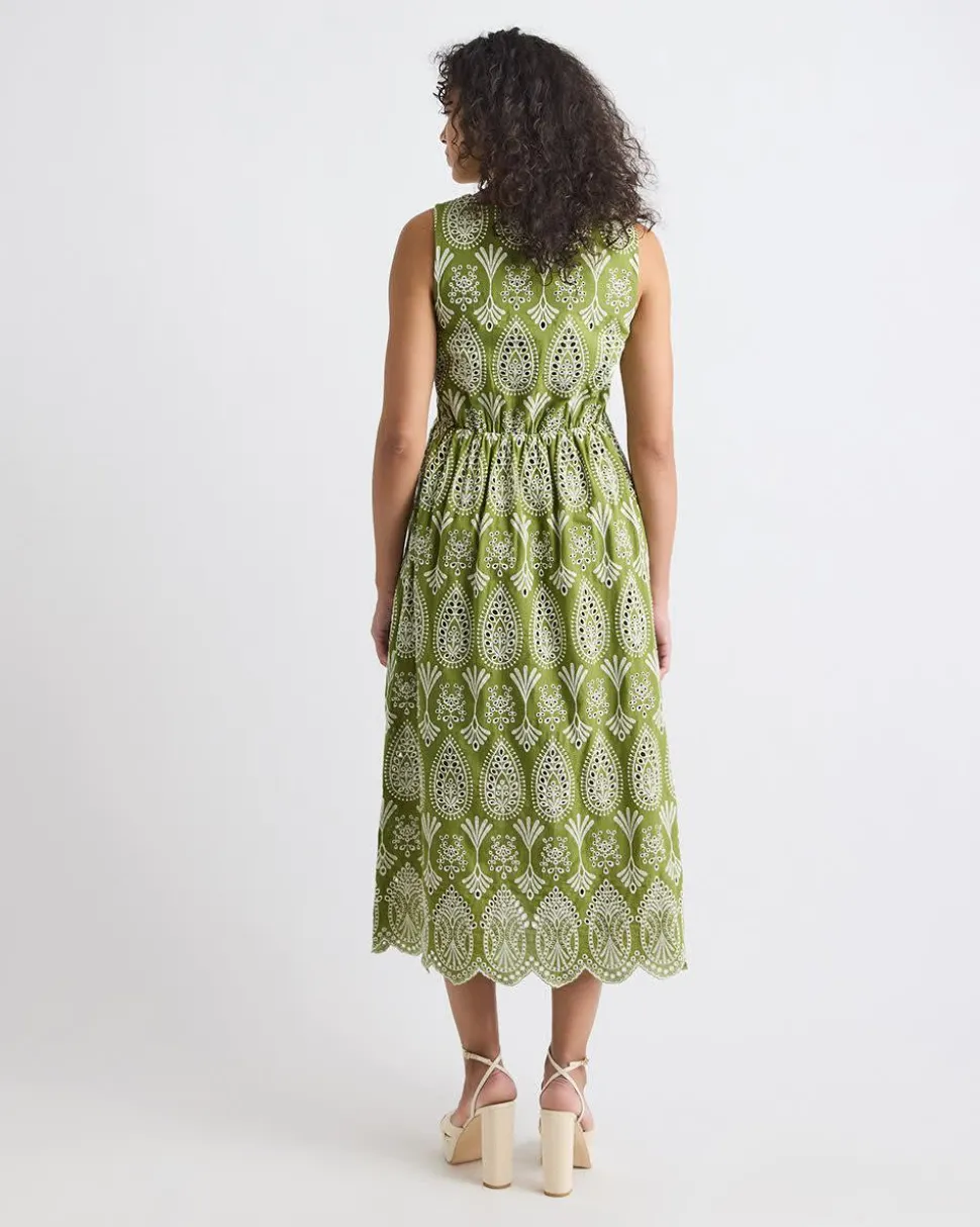Sleeveless V-Neck Maxi Dress with Eyelets