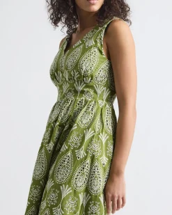 Sleeveless V-Neck Maxi Dress with Eyelets