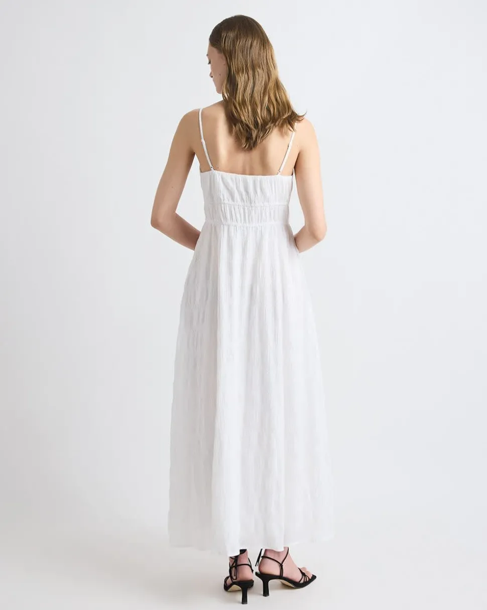 Sleeveless V-Neck Maxi Dress in Textured Jacquard