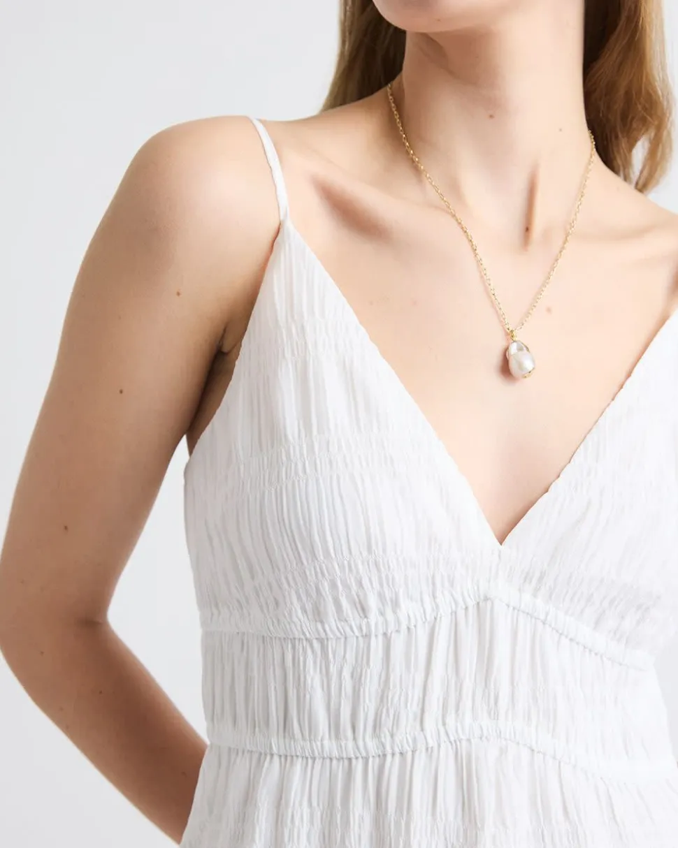 Sleeveless V-Neck Maxi Dress in Textured Jacquard