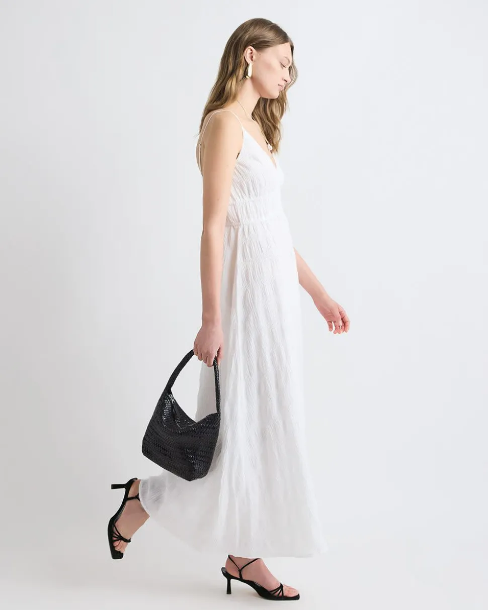 Sleeveless V-Neck Maxi Dress in Textured Jacquard