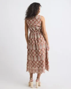 Sleeveless V-Neck Maxi Dress with Eyelets