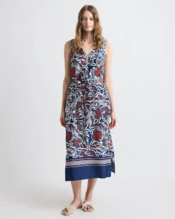 Sleeveless V-Neck Midi Dress with Belt