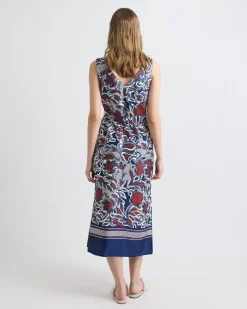 Sleeveless V-Neck Midi Dress with Belt
