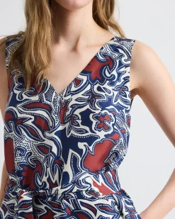 Sleeveless V-Neck Midi Dress with Belt