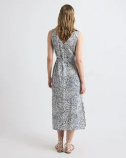 Sleeveless V-Neck Midi Dress with Belt