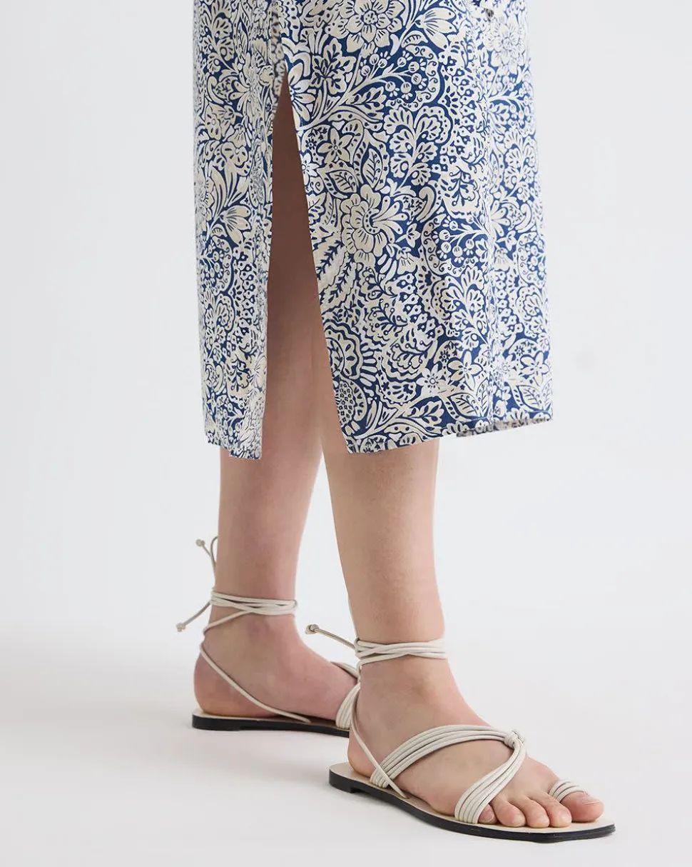 Sleeveless V-Neck Midi Dress with Belt
