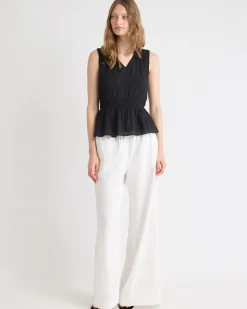 Sleeveless V-Neck Peplum Blouse