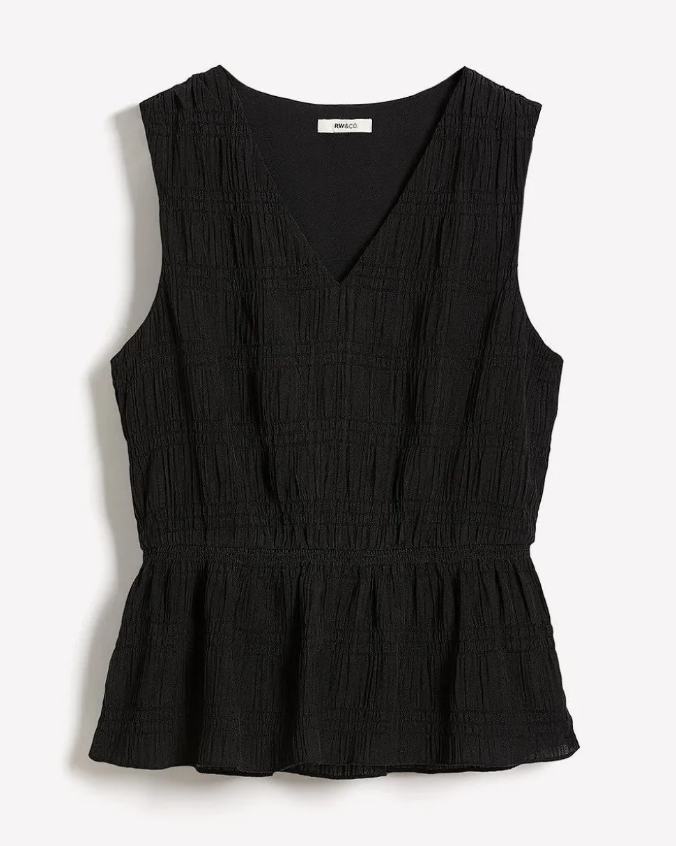 Sleeveless V-Neck Peplum Blouse