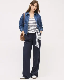 Sleeveless V-Neck Ribbed Top with Wrap Detail