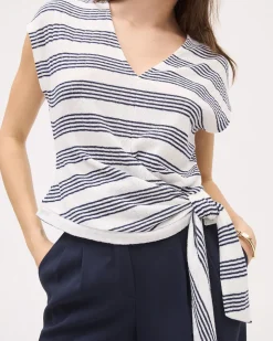 Sleeveless V-Neck Ribbed Top with Wrap Detail