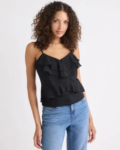 Sleeveless V-Neck Ruffled Top