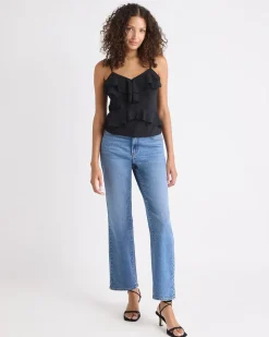 Sleeveless V-Neck Ruffled Top