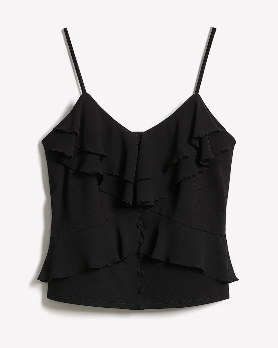 Sleeveless V-Neck Ruffled Top