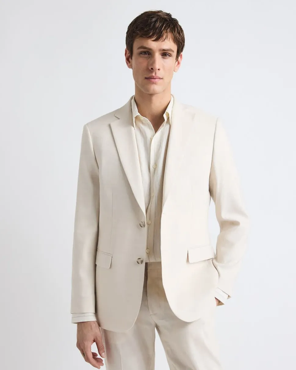Slim Fit Stretch Linen Blazer
