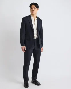 Slim-Fit Black Linen-Blend Suit Blazer
