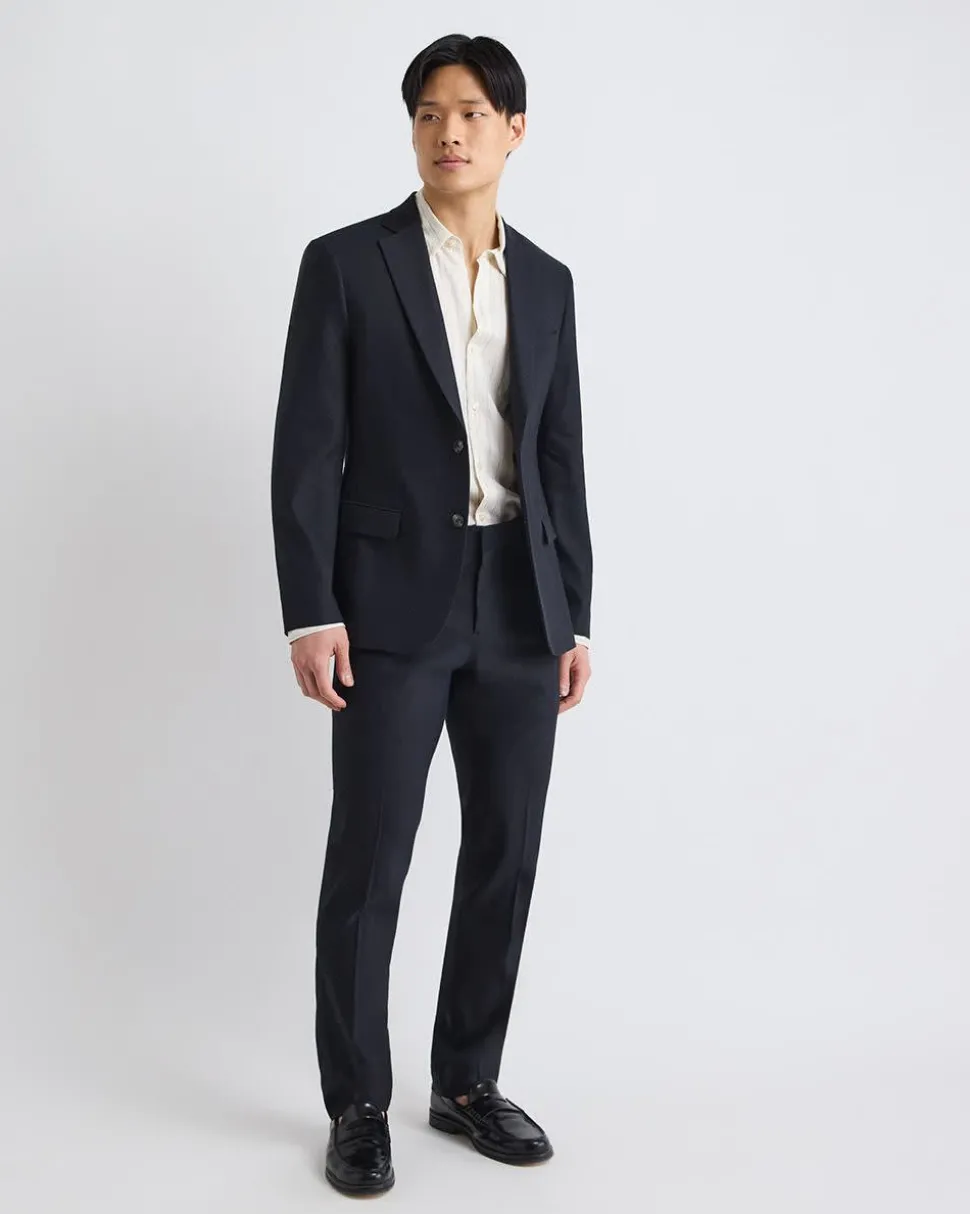 Slim-Fit Black Linen-Blend Suit Blazer