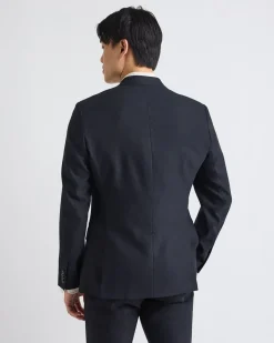 Slim-Fit Black Linen-Blend Suit Blazer