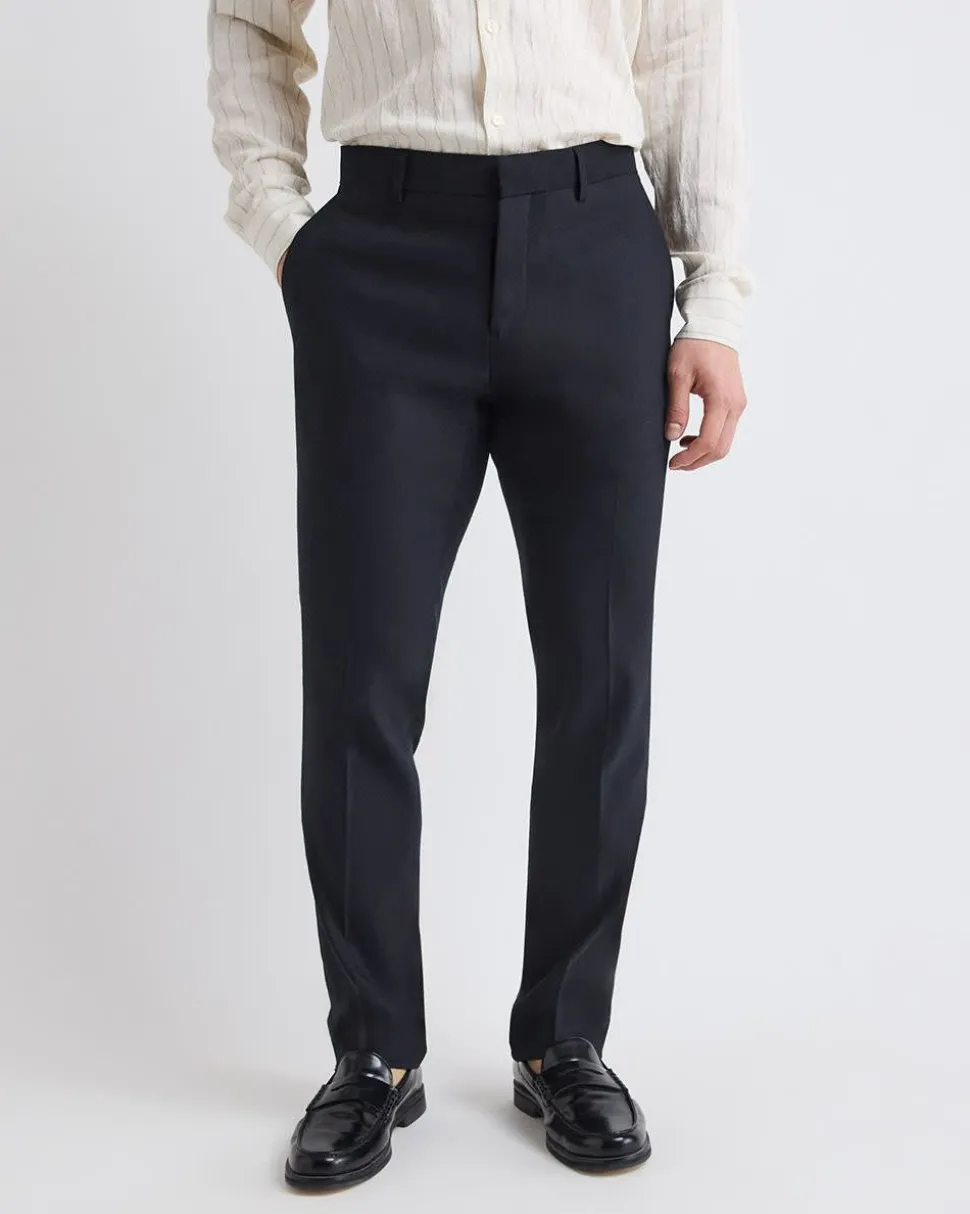 Slim-Fit Black Linen-Blend Suit Pant