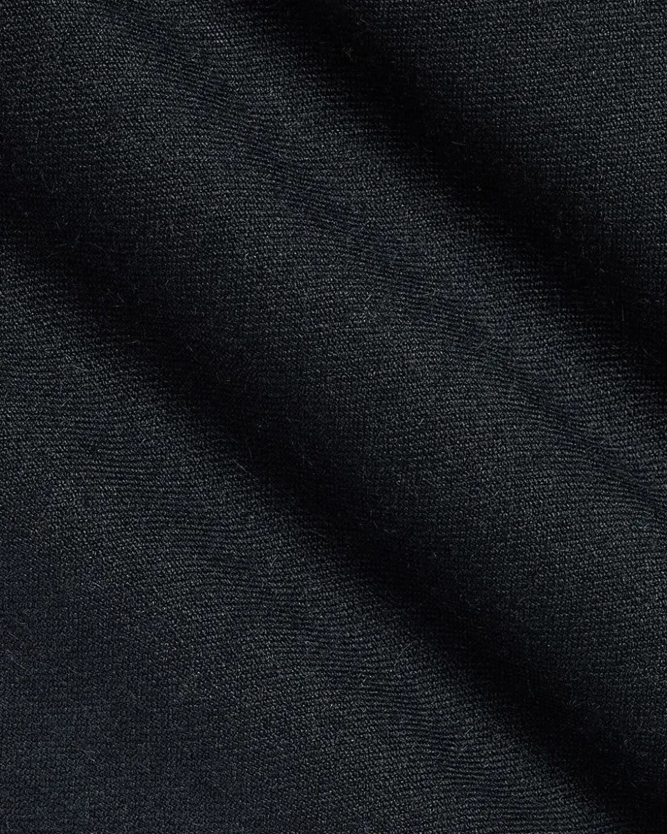 Slim-Fit Black Linen-Blend Suit Pant